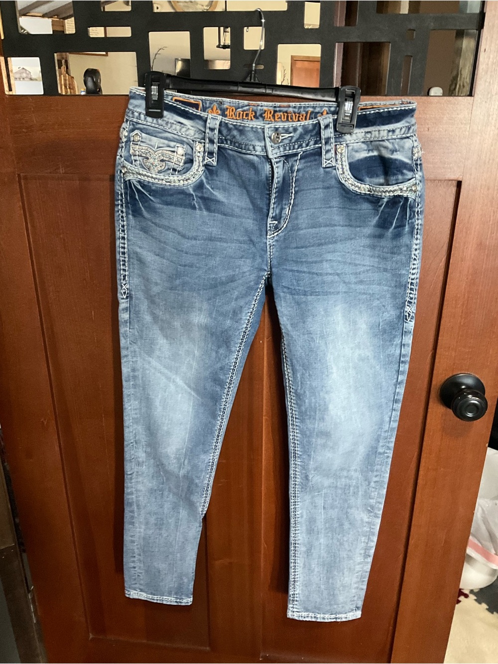 Rock Revival Light Blue Distressed Skinny Jeggings